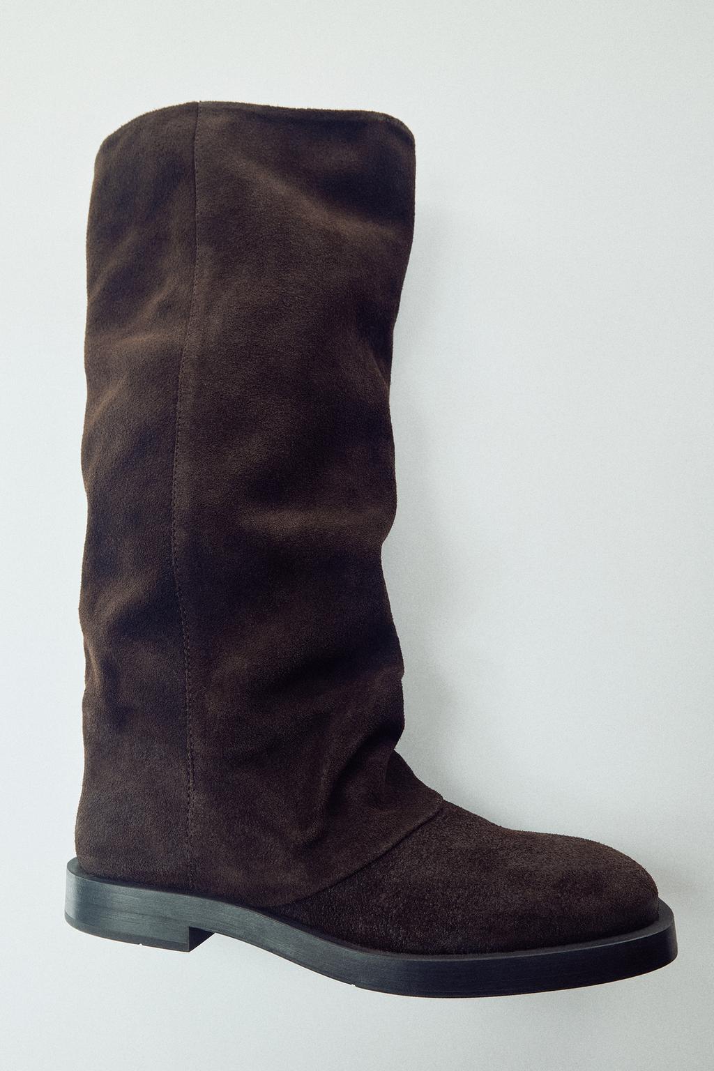 SPLIT SUEDE KNEE-HIGH BOOTS