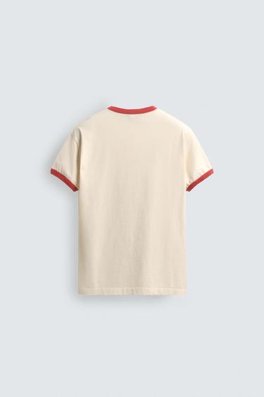RIB T-SHIRT WITH CONTRAST HEART - Ecru by Zara - Image 7