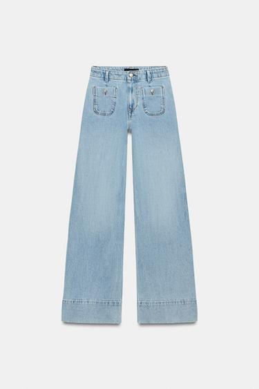 JEAN Z1975 LARGE TAILLE HAUTE POCHES - Bleu clair de Zara