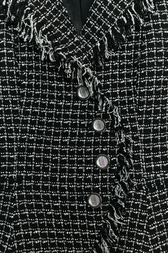 BLAZER STRUCTURÉE EFFILOCHÉE - Noir / Blanc de Zara - Image 8
