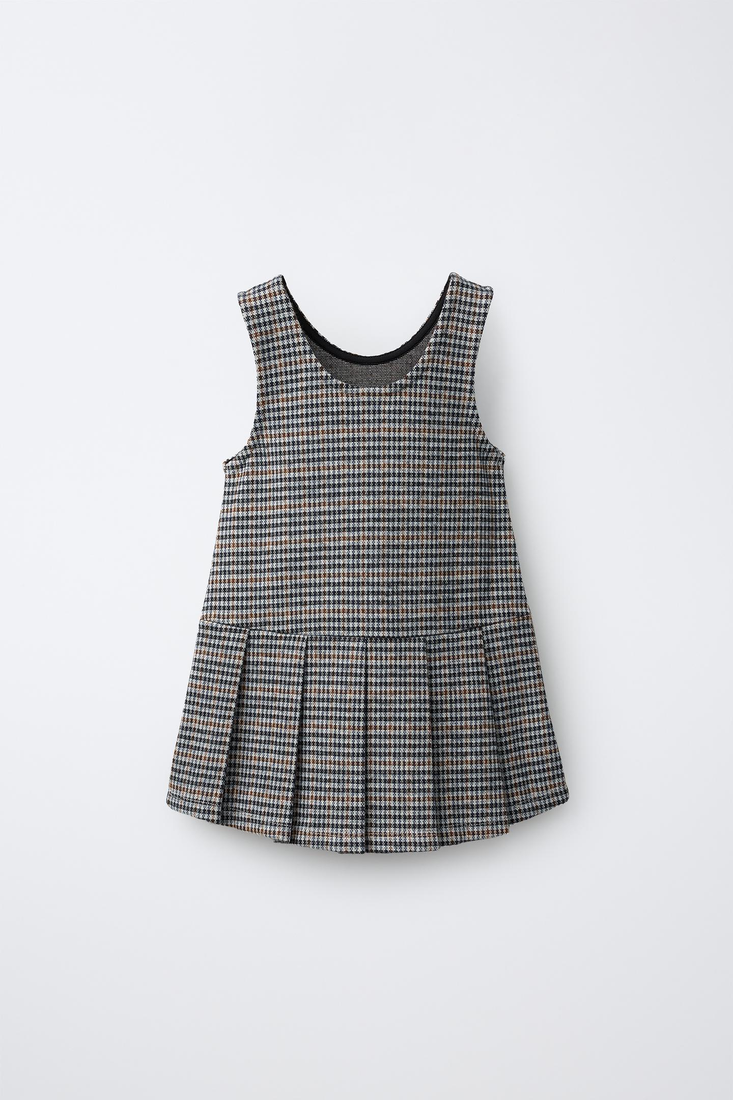 Детское платье Zara Plaid Pleated PIÑA Forever Bear, цвет: Коричневый / Серо-коричневый — фото 3