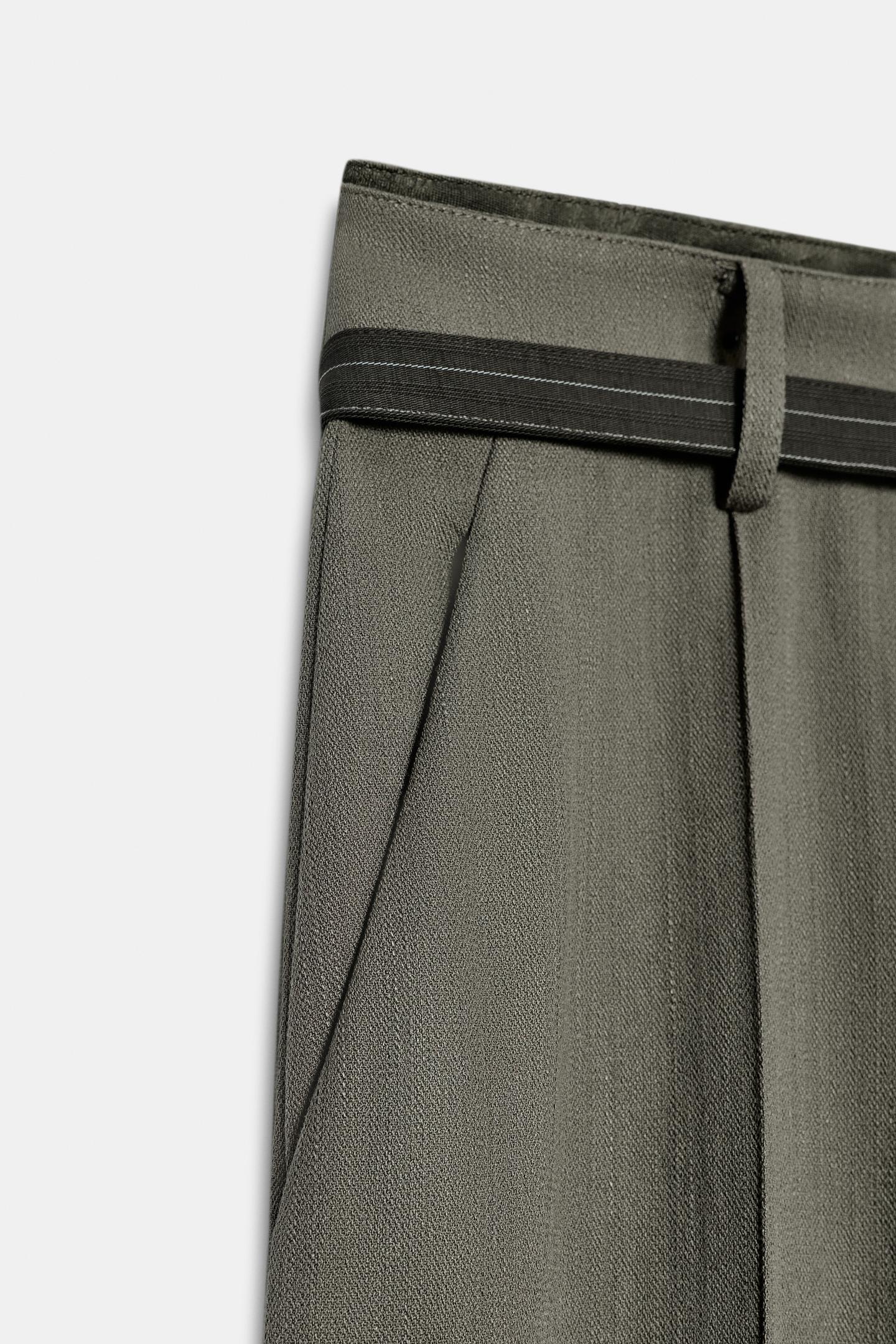Женские брюки Zara ZW Collection Double Waistband Trousers, цвет: Серый / Рыжевато-коричневый — фото 5