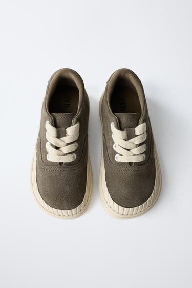 ZARA TIMELESS - LEATHER SNEAKERS - Khaki Green by Zara