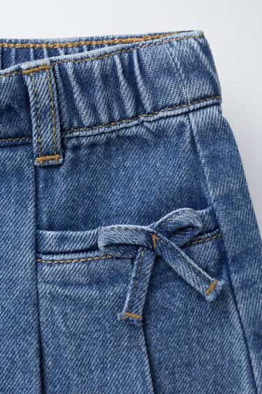 DENIM SKIRT WITH PLEATS AND BOWS - Mid-blue by Zara - Image 2