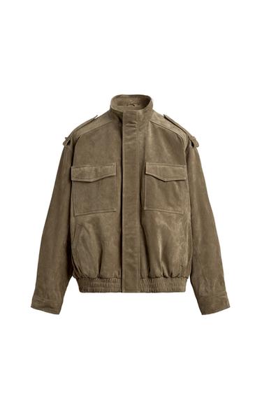 LEATHER SUEDE JACKET - Beige by Zara