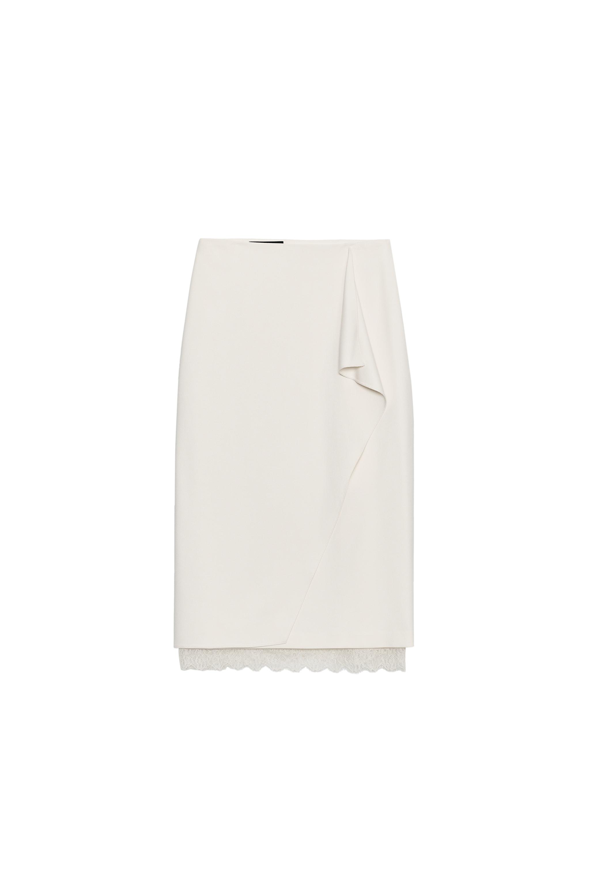 FALDA MIDI CRUZADA ENCAJE