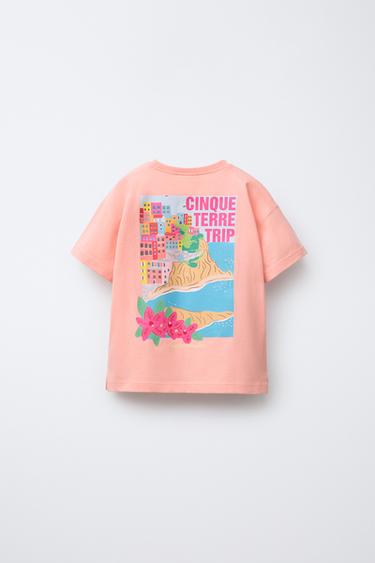 BEACH PRINT T-SHIRT - Pink by Zara - Image 1