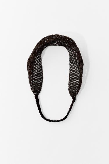 Zara LIMITED EDITION BEADED SPARKLE HEADBAND - Brown