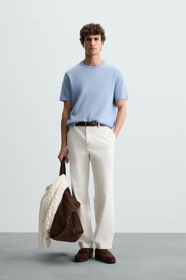 RELAXED FIT KNIT T-SHIRT - Sky blue by Zara