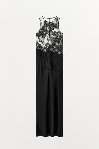 ROBE LONGUE BIMATIÈRE MESH DENTELLE - Noir de Zara - Image 7