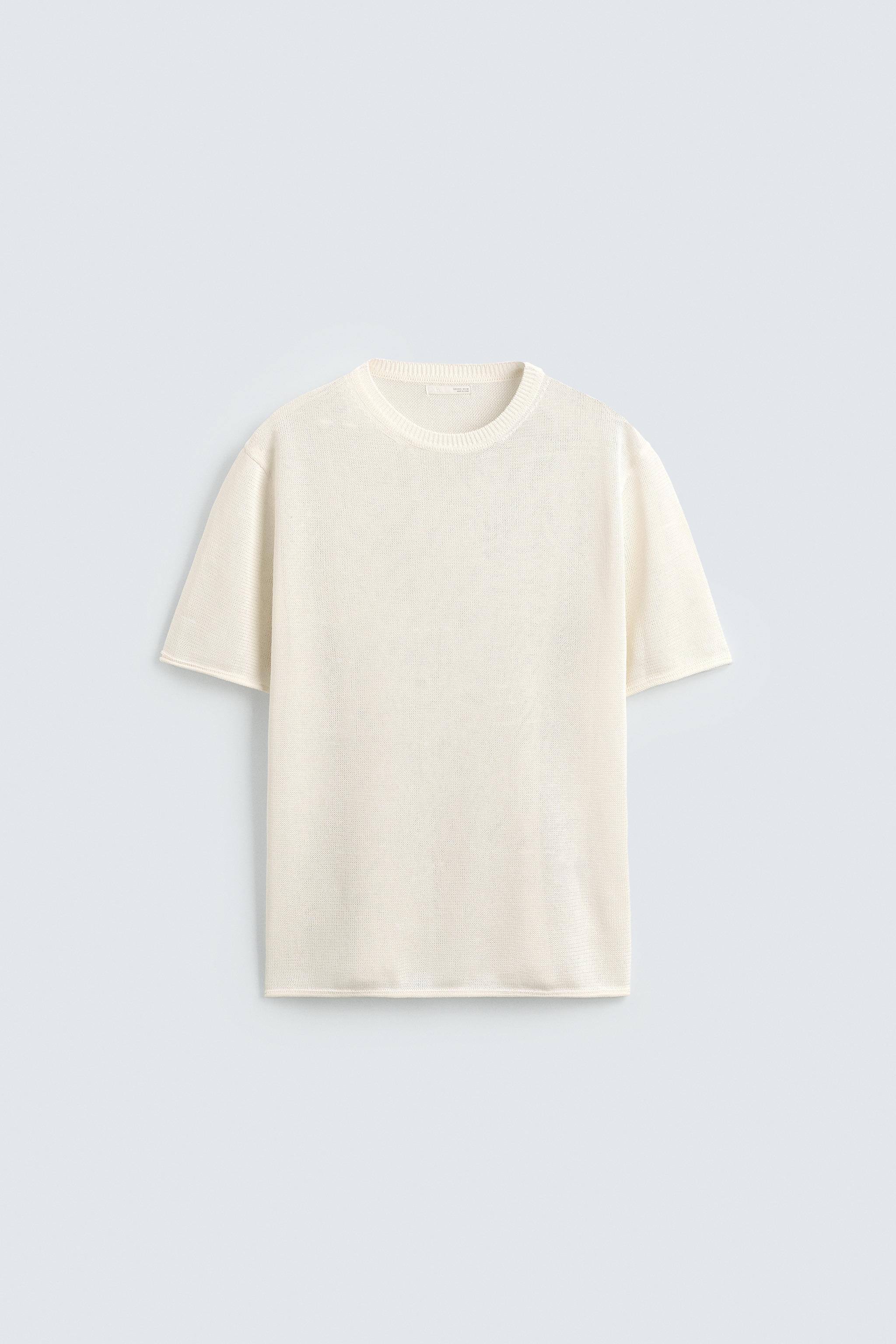 VISCOSE BLEND KNIT T-SHIRT - Oyster-white | ZARA United States