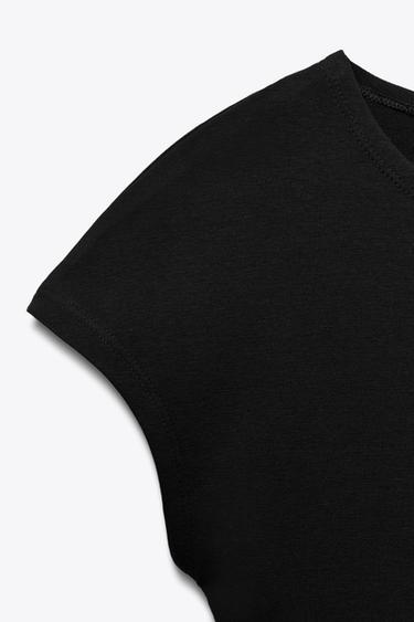 CAMISETA CROP ALGODÓN MODAL - Negro de Zara