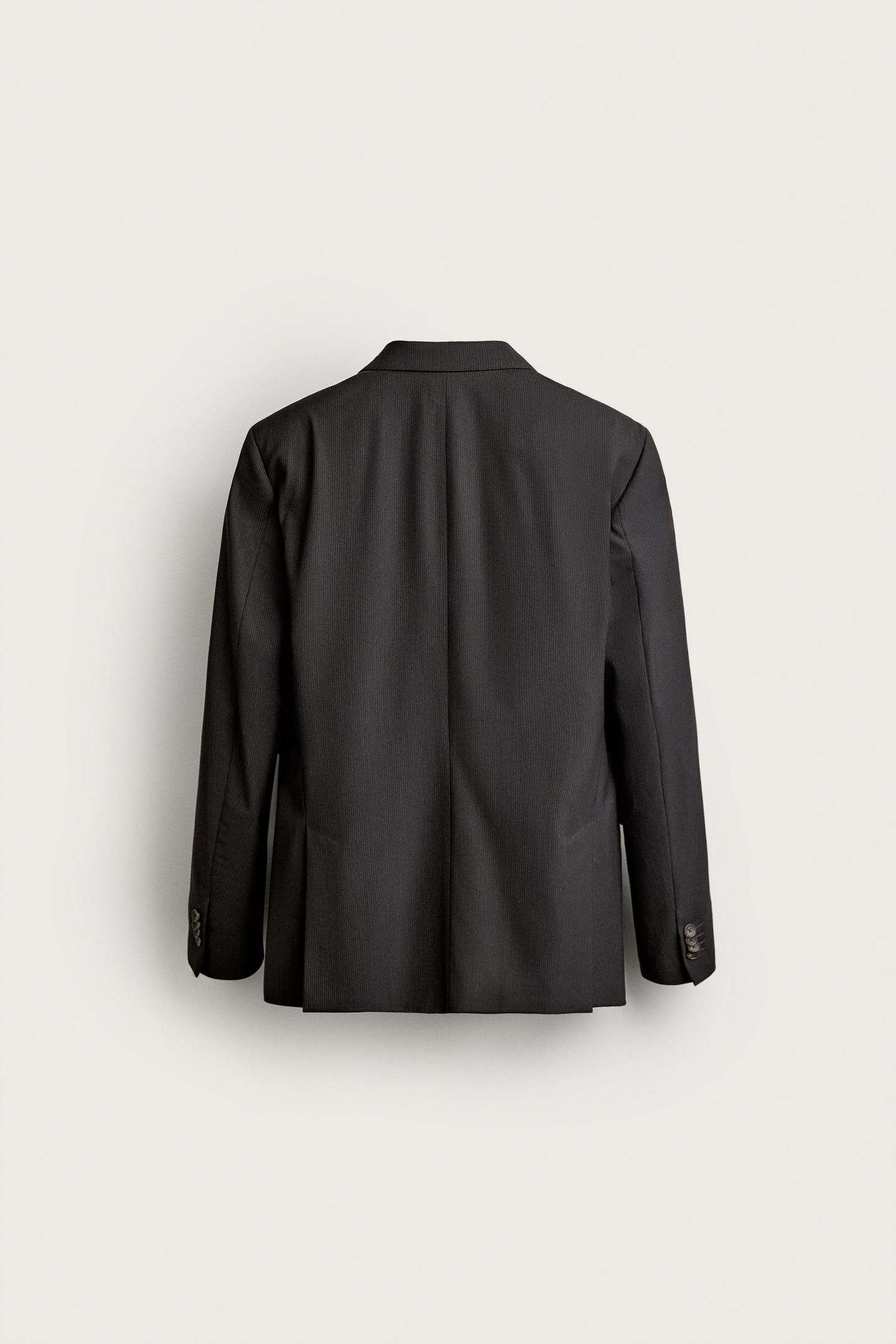 Мужской пиджак Zara Striped Double-Breasted Suit Blazer, цвет: Тёмный коричневый — фото 9