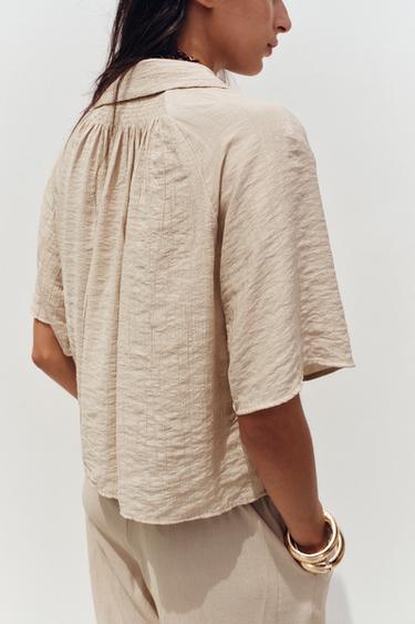 CHEMISE À MANCHES COURTES - Sable de Zara - Image 3