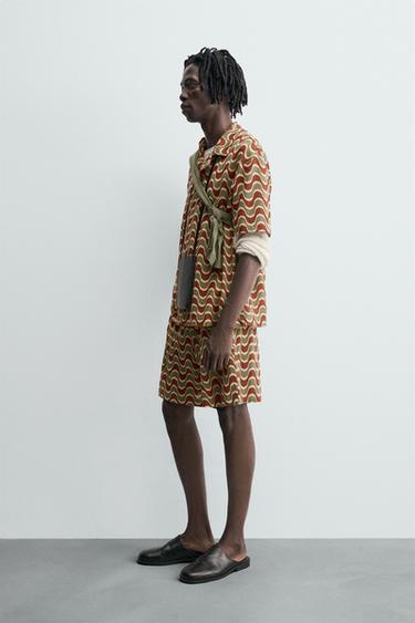 GEOMETRIC JACQUARD SHIRT - orange-green by Zara - Image 3