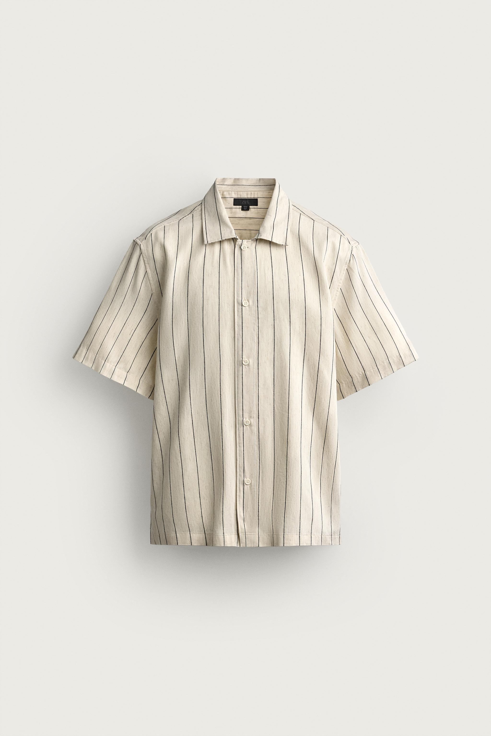 FLOWY STRIPED SHIRT — Ecru