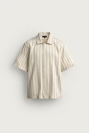 STRIPED FLOWING SHIRT - Ecru by Zara