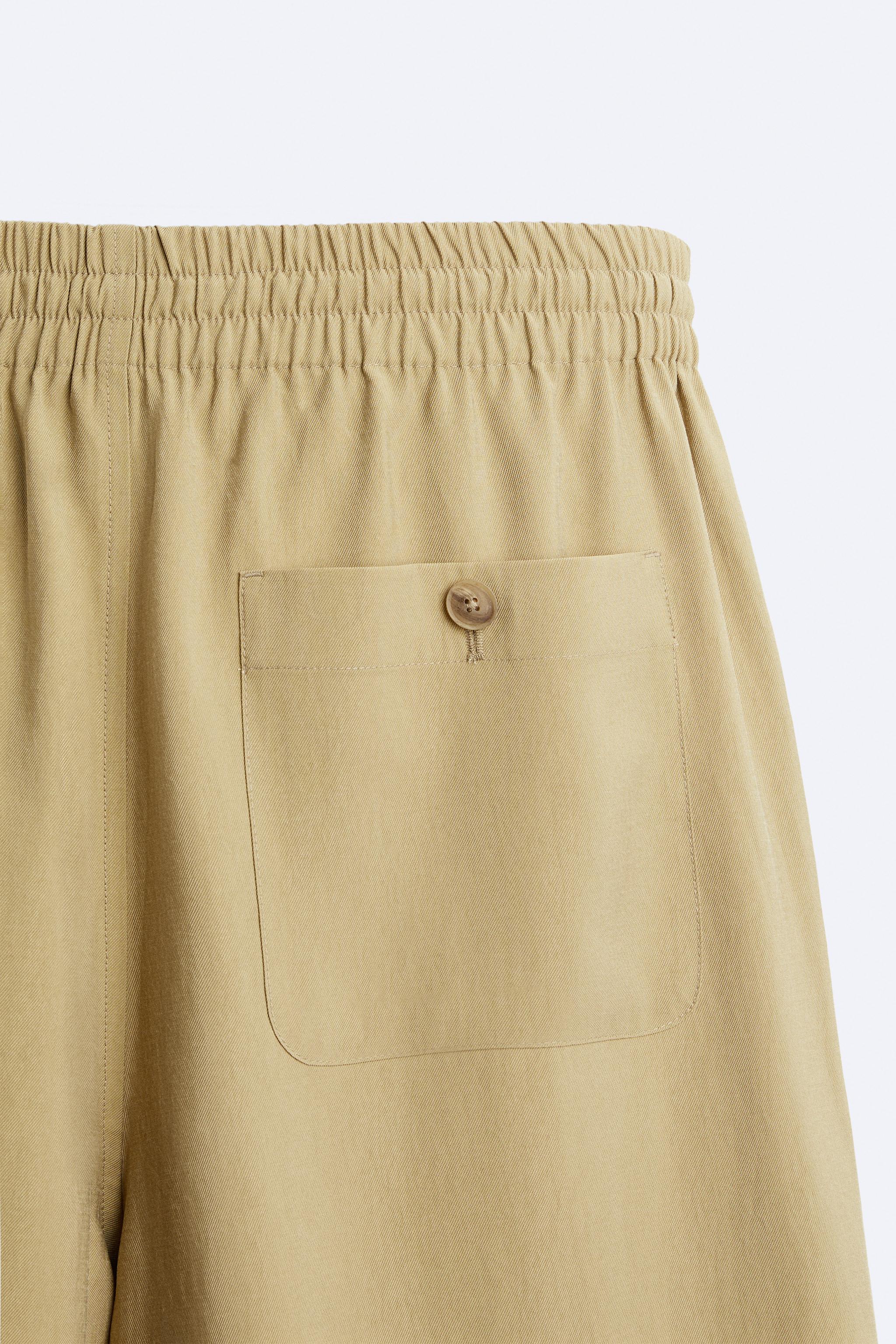 LYOCELL BLEND PANTS - taupe brown