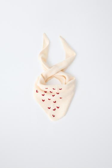 LENÇO TRIANGULAR DE MALHA BORDADO - Cru da Zara