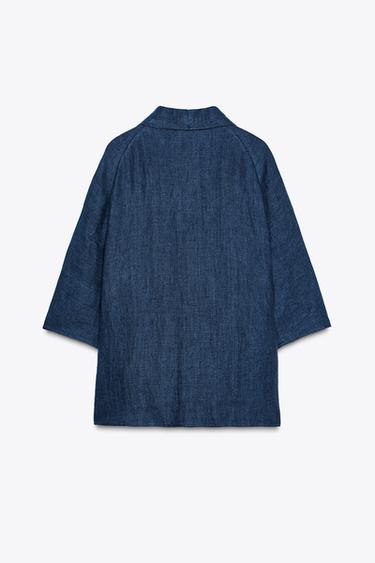 BLOUSE DRAPÉE EN LIN 100 % ZW COLLECTION ÉDITION LIMITÉE - Indigo de Zara - Image 2