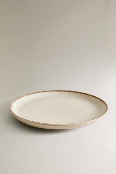 PORCELAIN SIDE PLATE WITH ANTIQUE FINISH RIM - Light ecru by Zara - Image 1