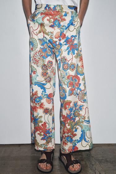 ZW COLLECTION FLORAL MINI FLARE TROUSERS - Multicoloured by Zara - Image 3