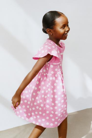 Zara TEXTURED PRINT DRESS - Pink