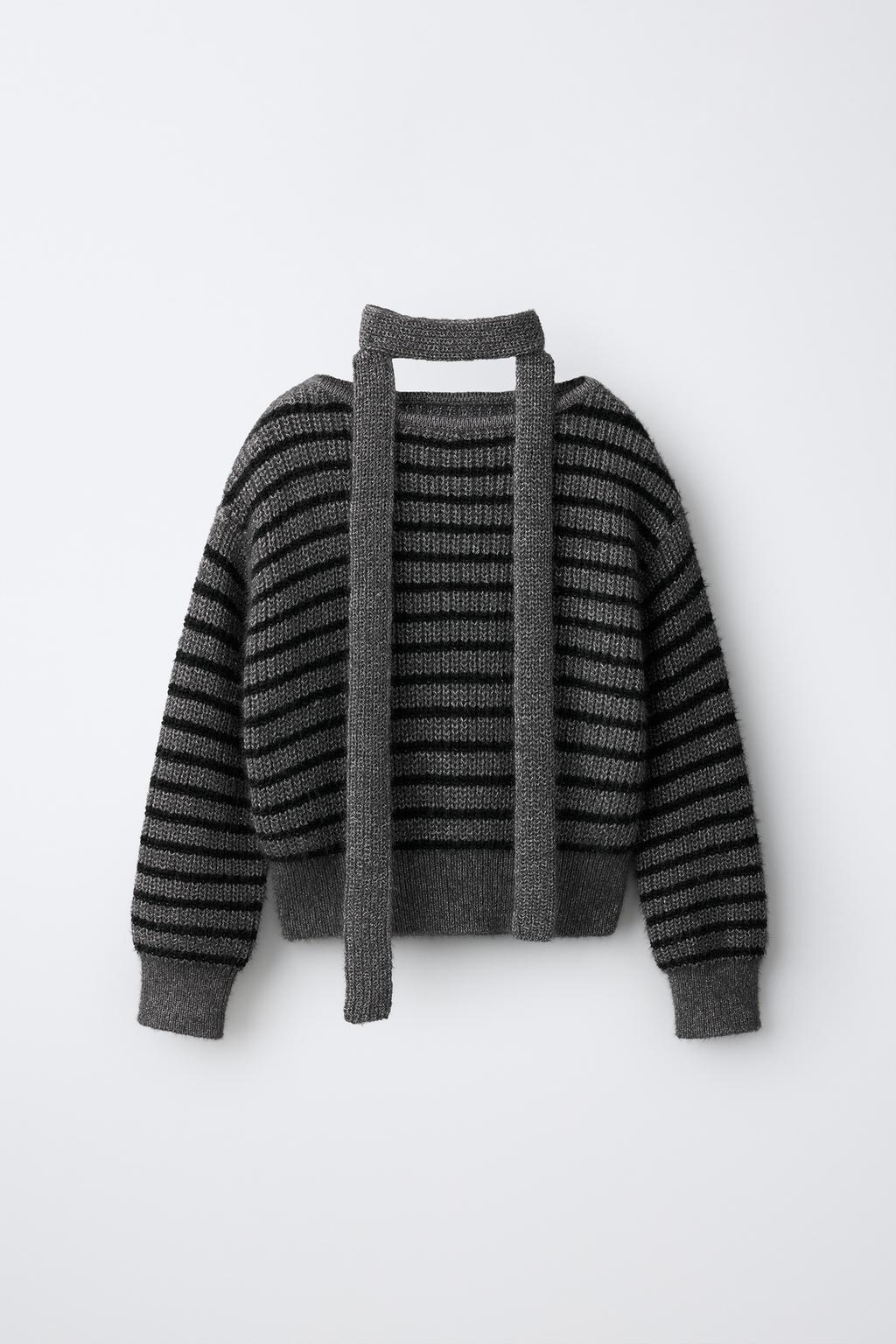 METALLIC KNIT JUMPER WITH SCARF