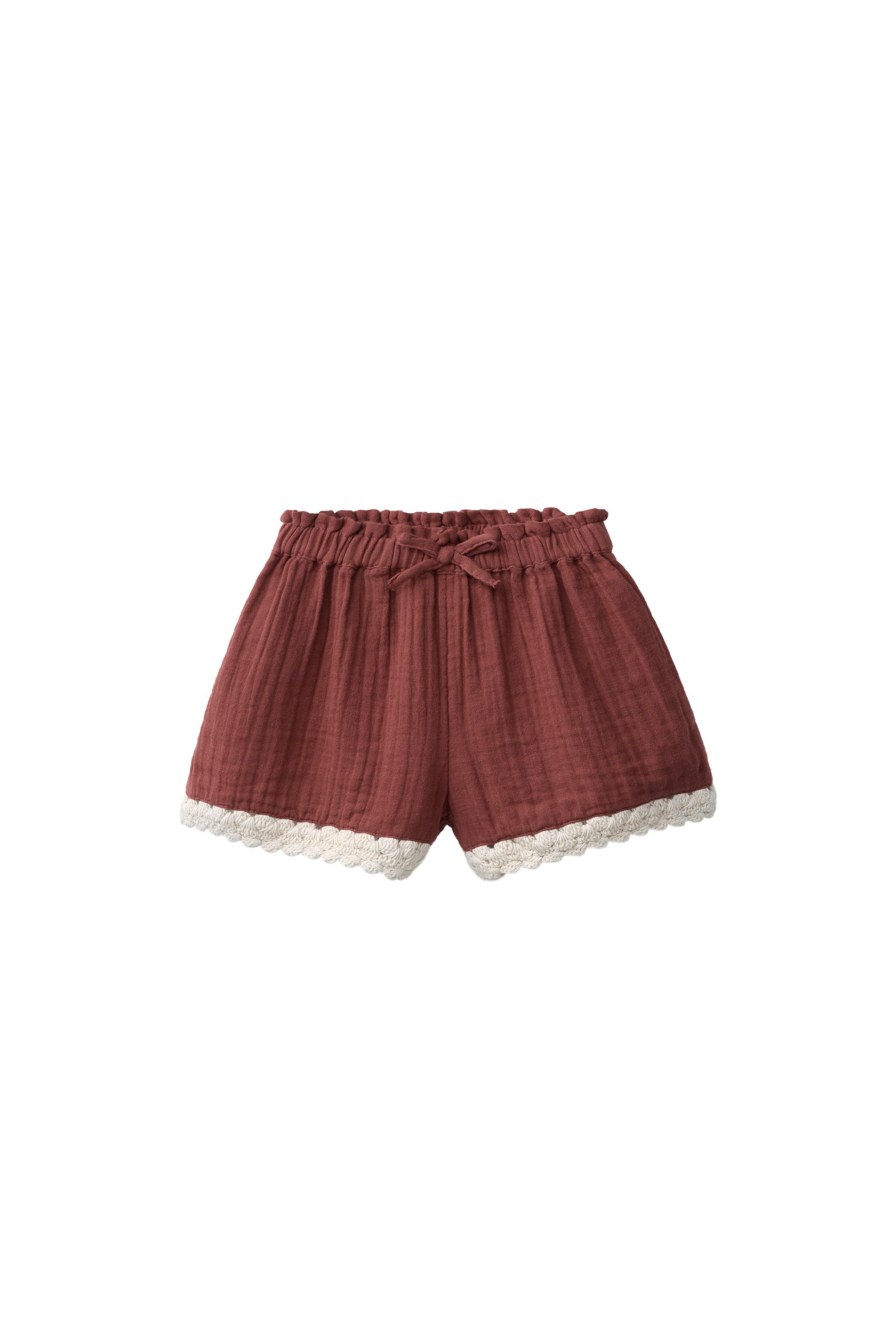 MIXED TEXTURE CROCHET SHORTS - Terracotta | ZARA United States