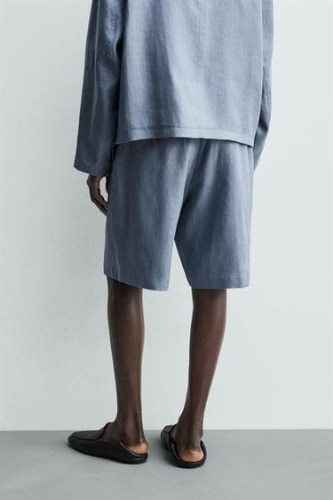 SHORT RELAXED FIT 100% LIN - Bleu délavé de Zara - Image 2
