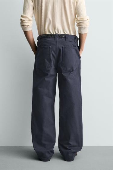 PANTALON CHINO À PASSANTS COUPE DÉCONTRACTÉE - Bleu de Zara - Image 2
