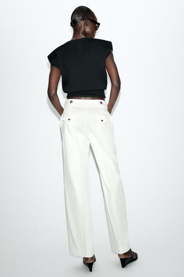 TROUSERS WITH METAL BUTTONS - Ecru by Zara - Image 4