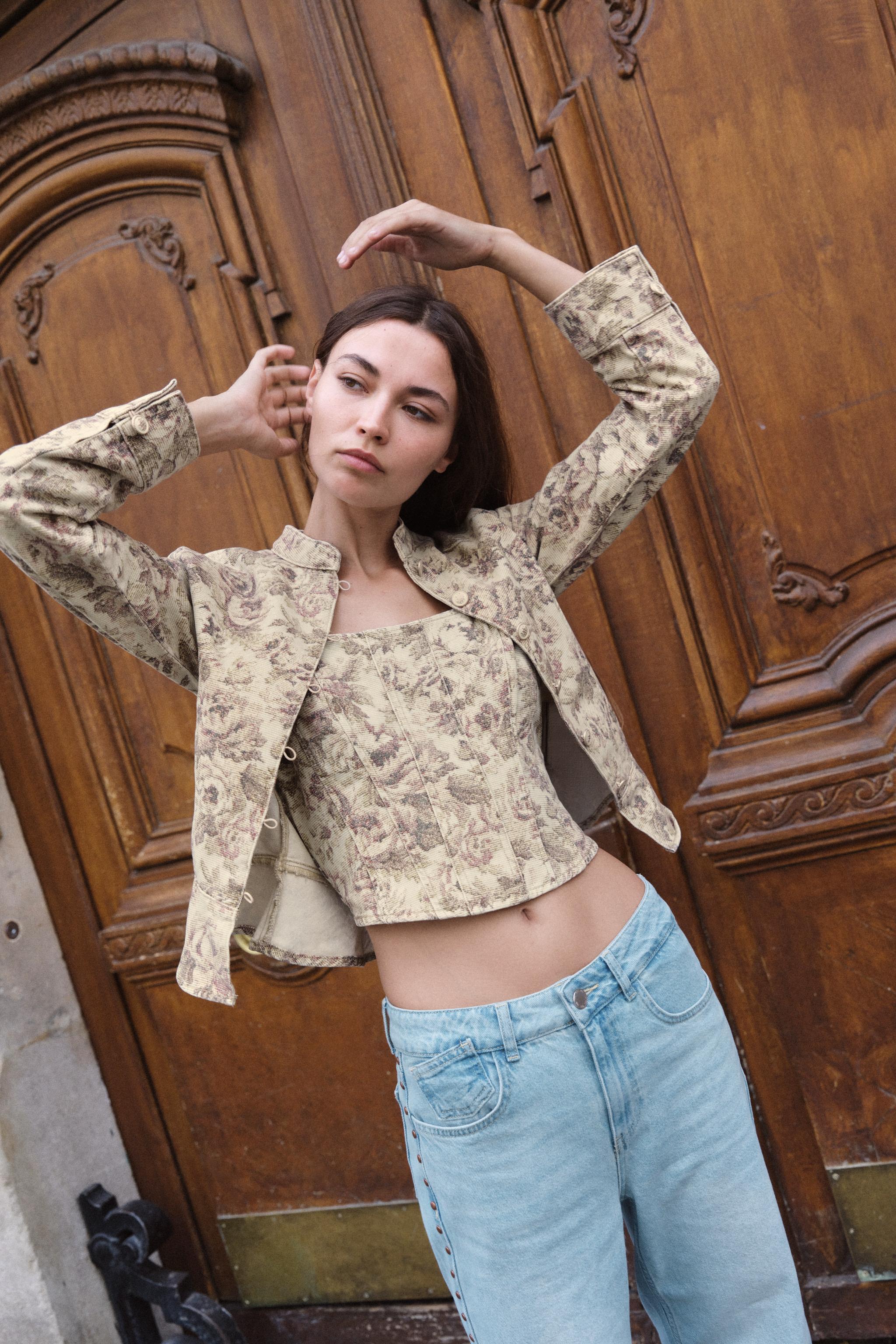 Женские куртки Zara Z1975 FLORAL PRINT DENIM JACKET — фото 3
