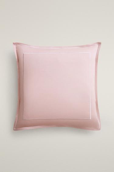 SATEEN PILLOWCASE WITH DOUBLE TRIM — Light pink 2