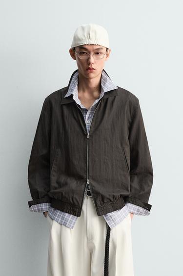 Zara 寬鬆科技布料外套 - 棕色