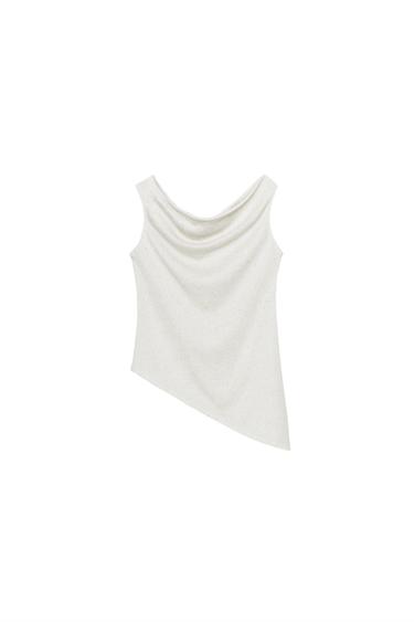 ASYMMETRIC RUSTIC TOP - Ecru by Zara