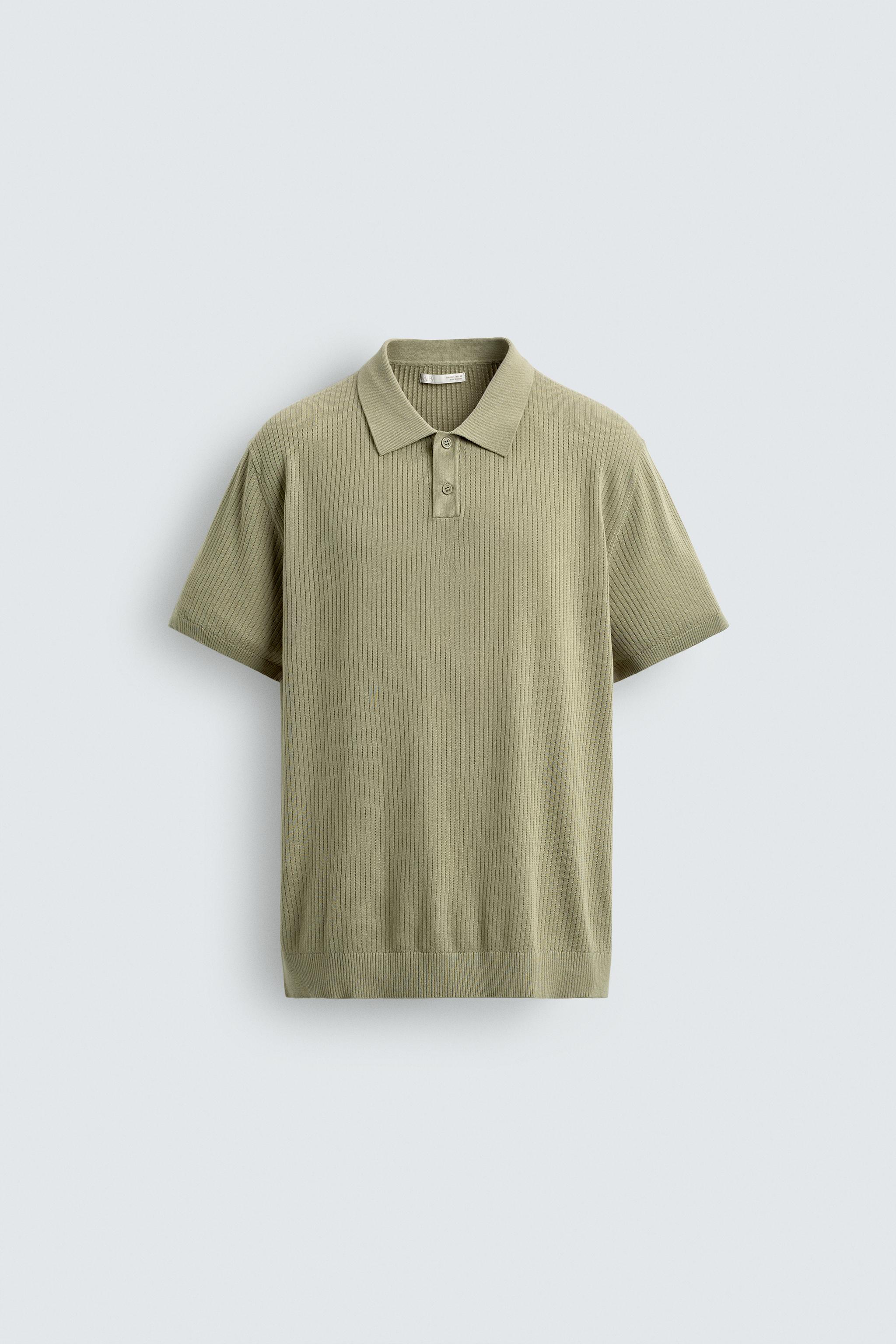 RIBBED KNIT POLO SHIRT