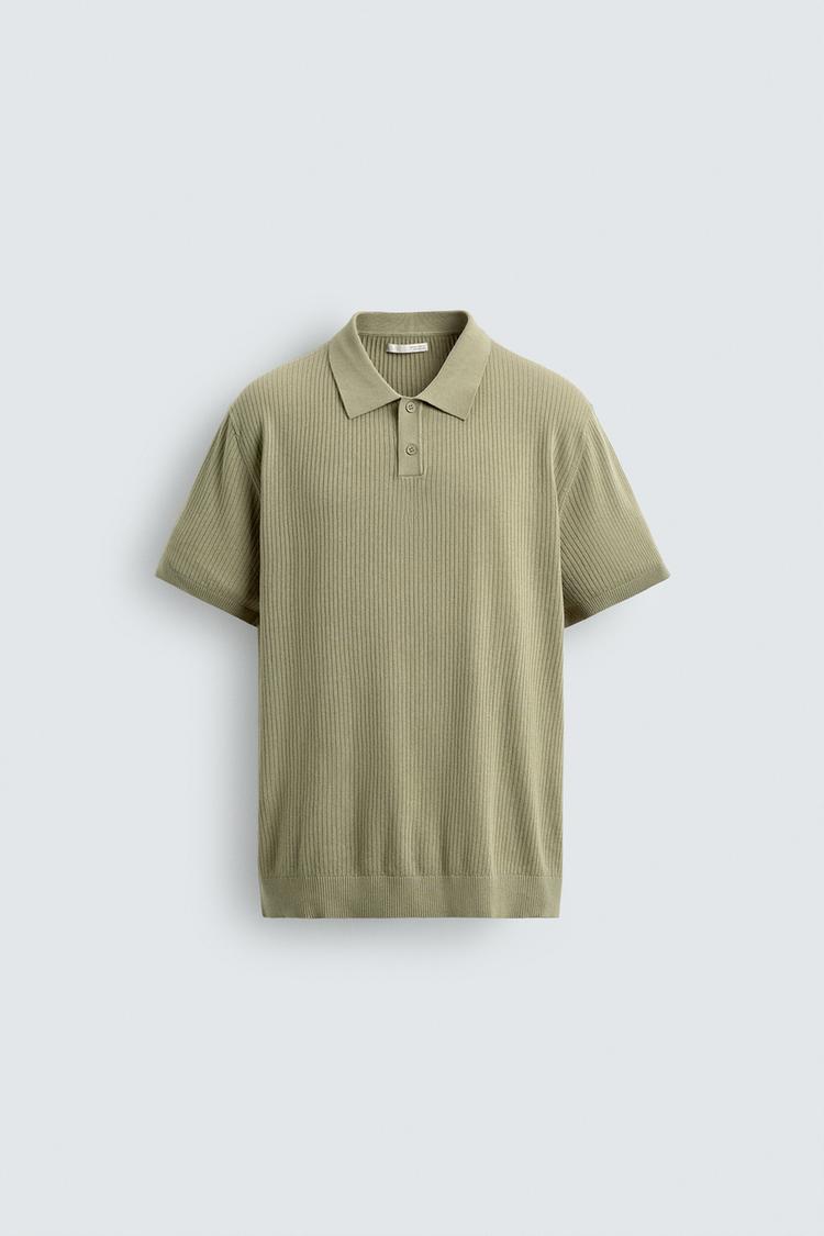 ZARA RIBBED KNIT POLO SHIRT