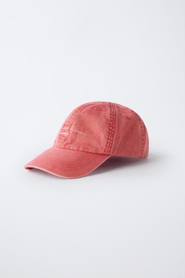 CASQUETTE EFFET DÉLAVÉ INSCRIPTION BRODÉE - Rouge de Zara - Image 2