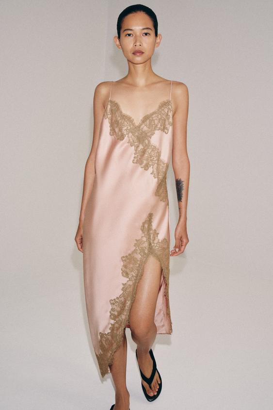 ZW COLLECTION SATIN LACE DRESS from Zara - $79.90