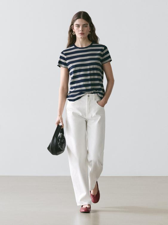 100% cotton striped short sleeve T-shirt from Zara - $70