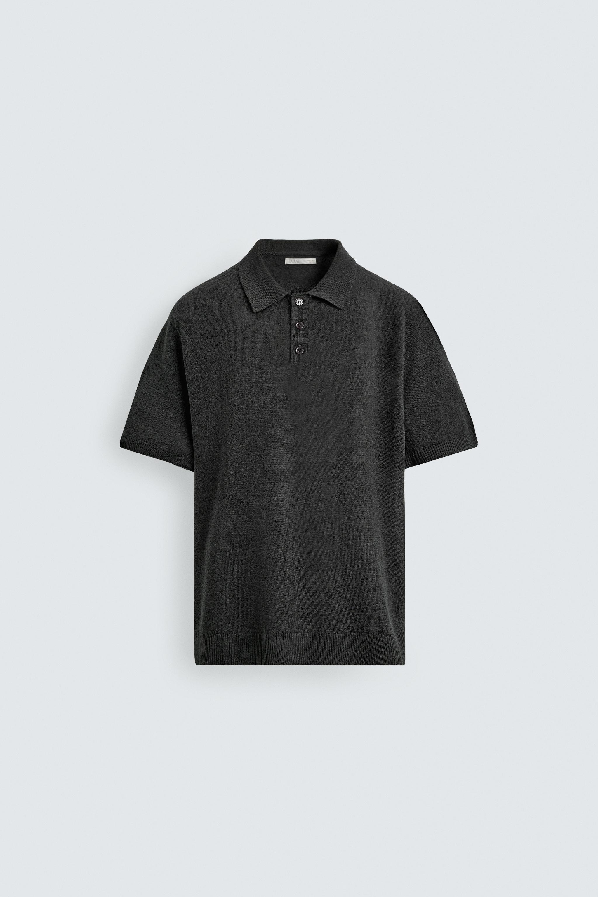 トップス OLDJOE&CO Linen Black Knit polo KNIT LINEN COTTON BLEND POLO SHIRT - striped | ZARA United States