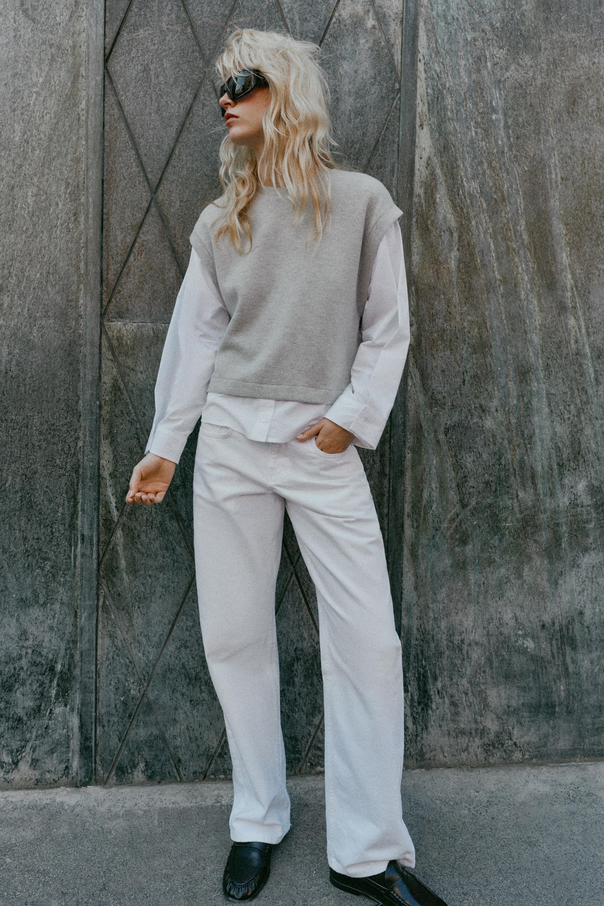 CONTRAST VEST - White / Grey | ZARA Singapore