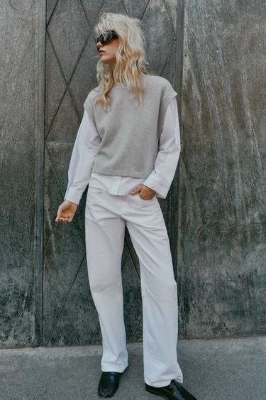 CONTRAST VEST - White / Grey by Zara