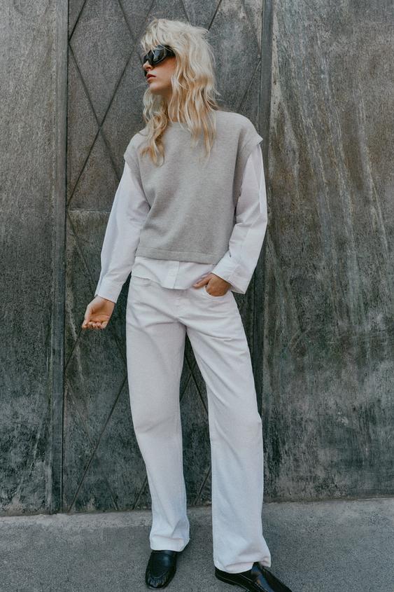CHALECO COMBINADO - Blanco / Gris de Zara - Imagen 0