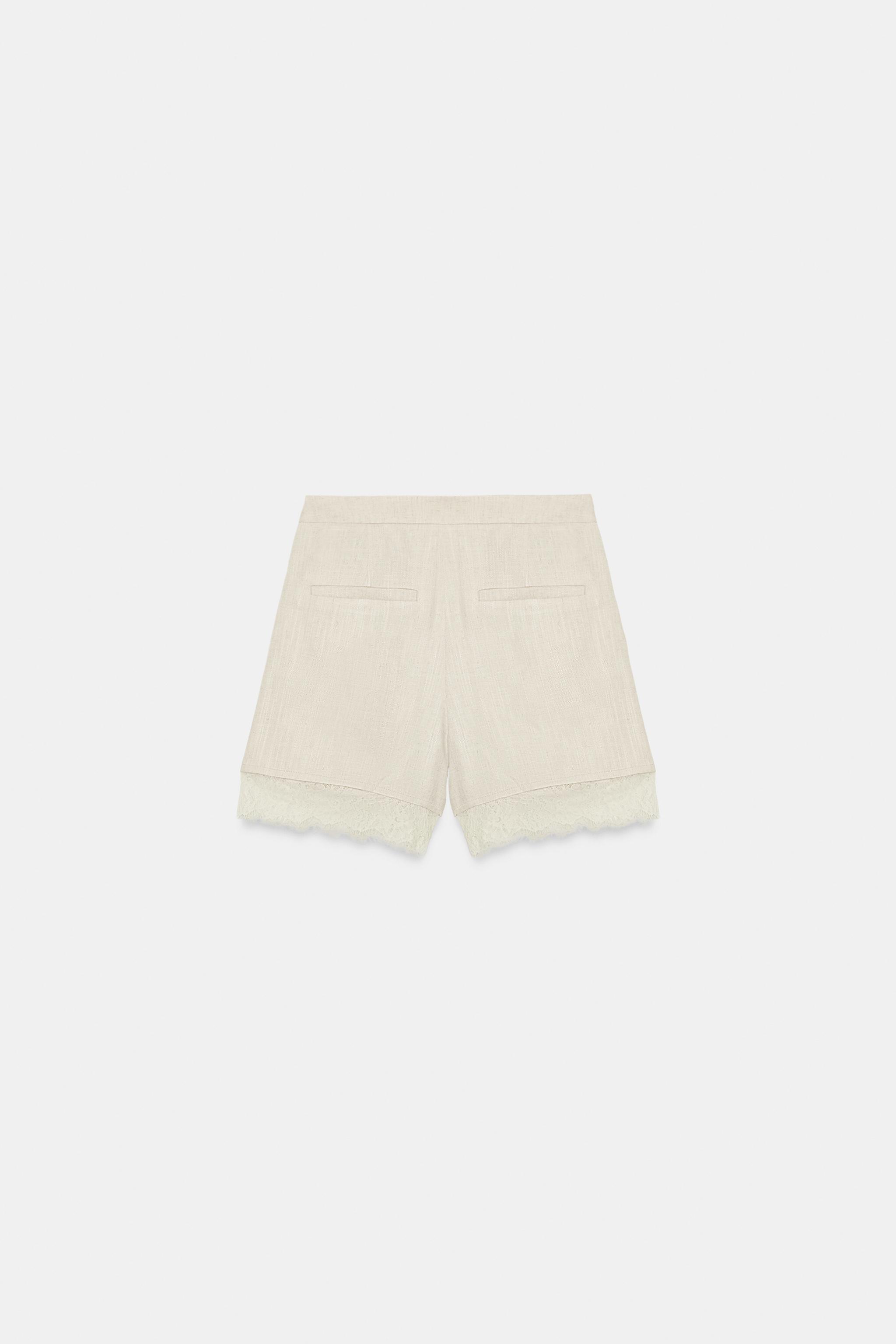 レースヘムバミューダパンツ - ライトベージュ | ZARA Japan / 日本