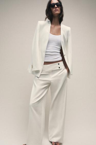 VESTE AJUSTÉE SANS REVERS - Écru de Zara - Image 2