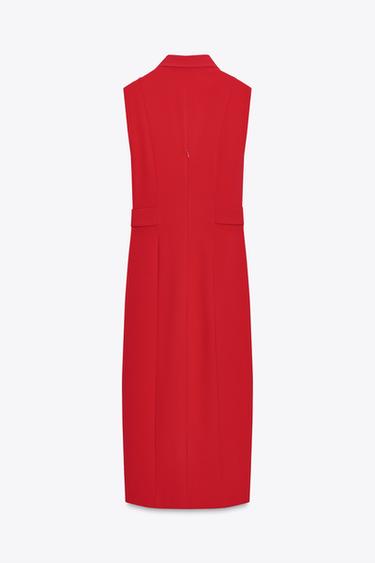 CREPE MIDI FITTED DRESS - Red by Zara - Image 6
