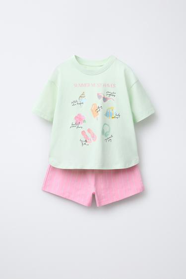 6-14 AÑOS/ PIJAMA ESTAMPADO - Naranja de Zara
