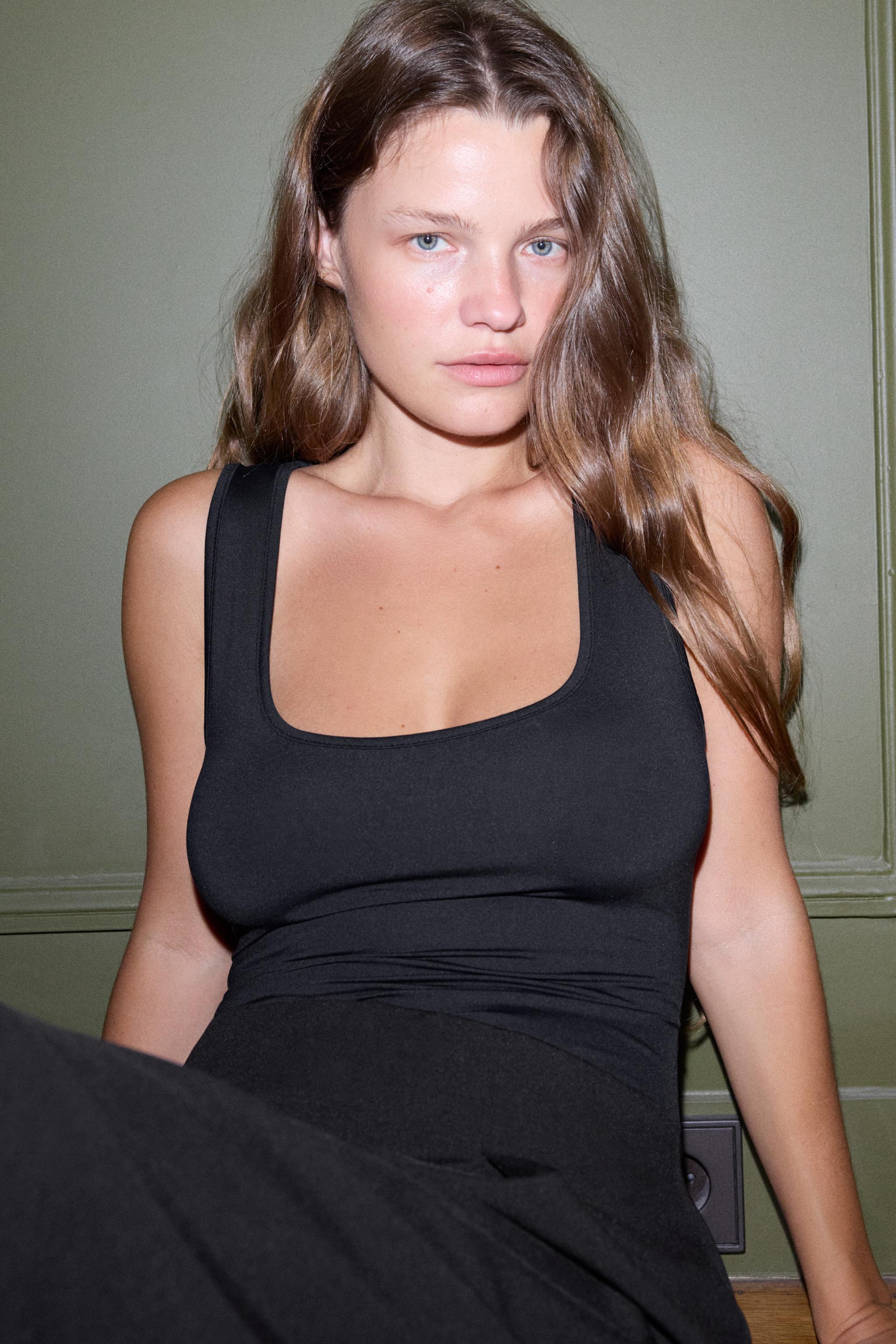 Женские футболки Zara WIDE STRAP POLYAMIDE T-SHIRT — фото 3